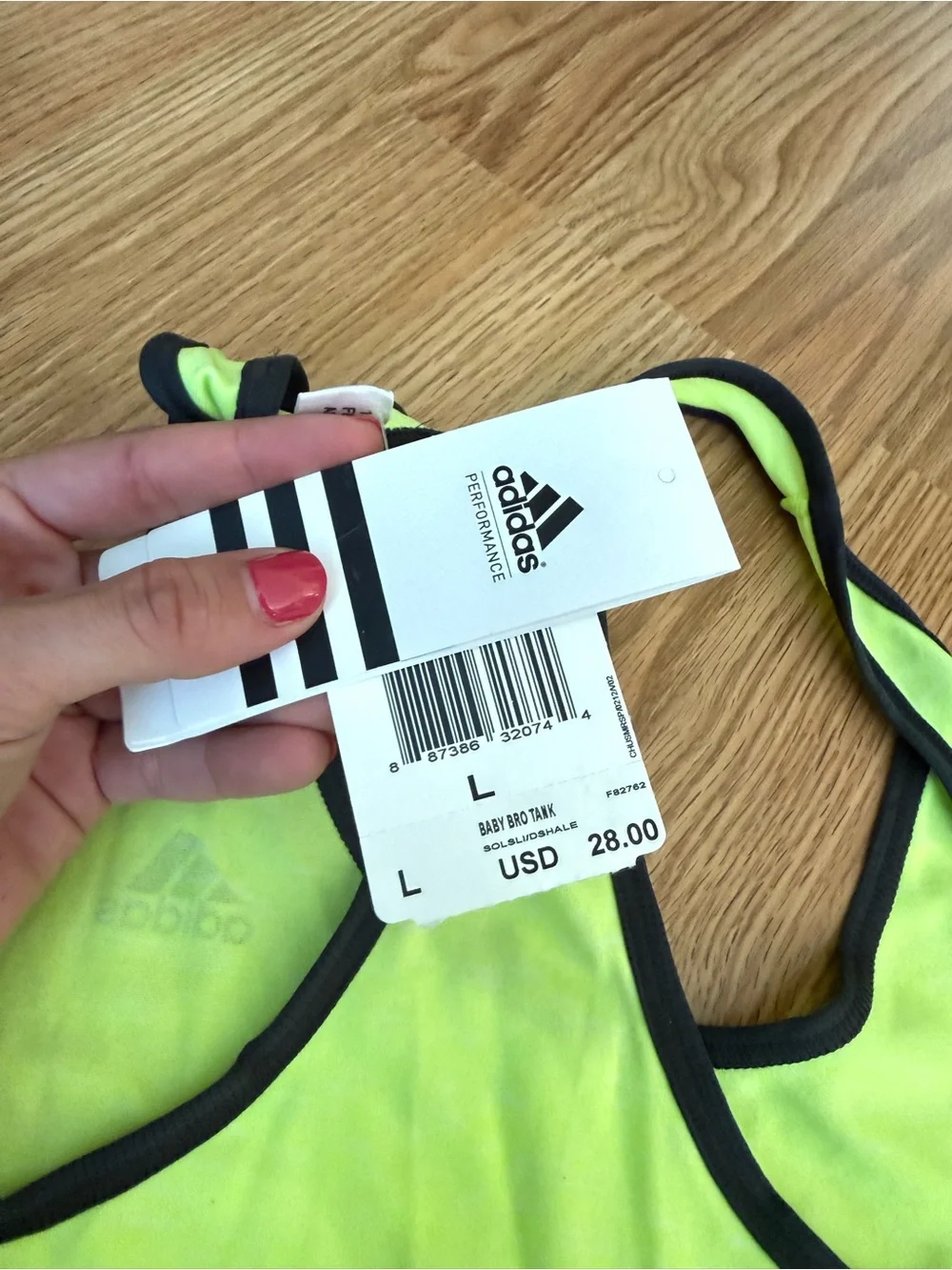 Women’s Adidas Neon Green-Yellow Racerback Tank - Size Large - Picture 6 of 6